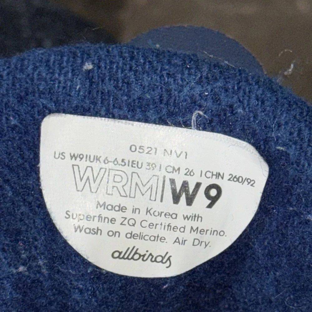 Allbirds Wool Runner Up Mizzles Womens Size 9 Running Shoes Sneakers Blue